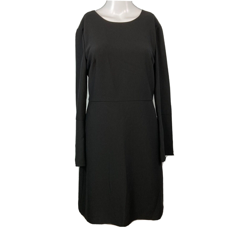 NWT Banana Republic Dress Womens Sz 4 Black Tie Keyhole Back Long Sleeve Sheath‎
